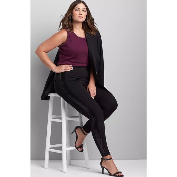 Lane Bryant Ponte Sequin-Trim Leggings - NWT - 18/20 SHORT - Picture 2 of 8